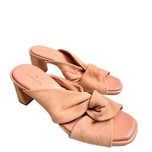 Caslon Sandals Size 7 Coral Leather Crisscross Open Toe Block Summer Heels‎